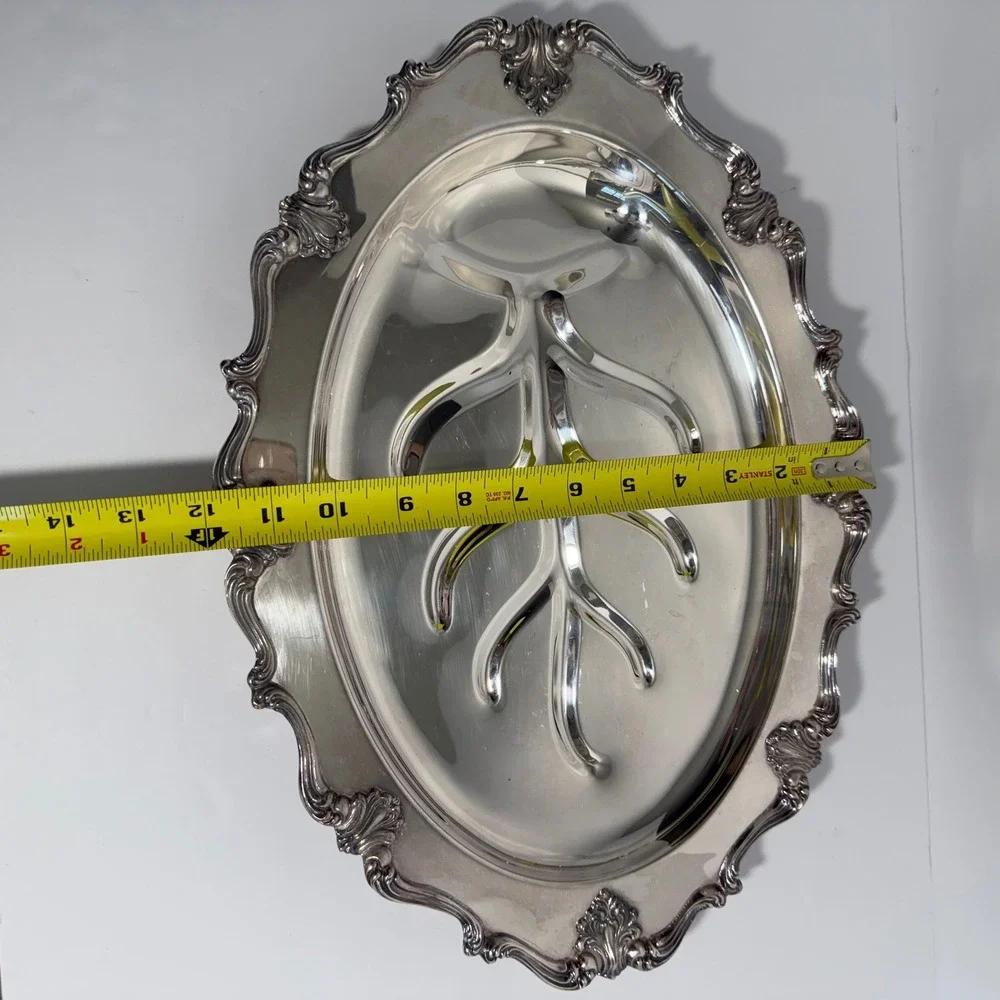 W & S Blackinton Silver Plate Tree and Well Meat Platter Footed Serving Tray 206
